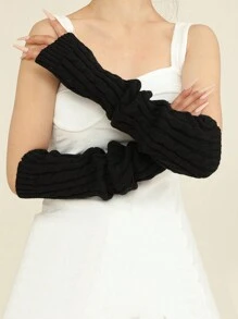 1 件多色针织保暖露指手套，厚实保暖，适合秋冬季 - 彩色 - 查看 5