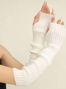 1 件多色针织保暖露指手套，厚实保暖，适合秋冬季 - 彩色 - 查看 3