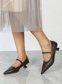 Women's Pointed Toe Low Heels Elegant Slip-On Sandals, Daily Wear