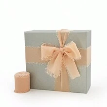 1 Roll 5M Long 38mm INS Style Chiffon Ribbon With Fringe Edges, Suitable For Bouquets, Gifts, Weddings