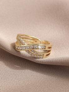 1pc Creative Luxury X-Shaped Women's Ring For Women Man Fashion Elegant Wedding Party Jewelry Gifts - Gold - View 5