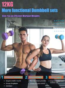 CANMALCHI Hexagon Dumbbell Free Hand Weight Set 12KG With Storage Rack,Suitable For Home Gym Exercises,Weight Lifting Workout Training Equipment - Pink - View 8