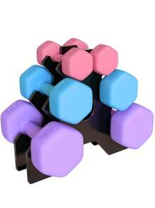 CANMALCHI Hexagon Dumbbell Free Hand Weight Set 12KG With Storage Rack,Suitable For Home Gym Exercises,Weight Lifting Workout Training Equipment - Pink - View 1