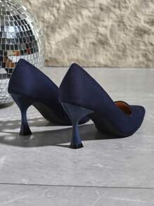 7厘米高跟软绒面革女士工作鞋，舒适防滑软底空姐办公鞋，黑色，优雅 - 藍色 - 查看 6