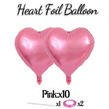 18inch 10pcs Heart-Shaped Foil Balloons, Red, Gold, Pink, Rose Gold, Silver, Multi-Colored Options, Suitable For Valentine's Day, Singles Party, Christmas Decoration, Wedding, Proposal, Bridal Shower, Anniversary, Birthday Party, Party Decor, Christmas - 10 Love Hearts - View 17