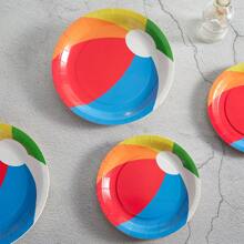 Beach Volleyball & Pool Theme Disposable Tableware Set, Includes 7/9 Inch Beach Volleyball Paper Plates, Beach Volleyball Party Decorations Suitable For Birthday Party, Picnic, Pool, Volleyball Party,Christmas - Multicolor - View 2