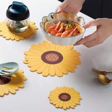 Sunflower Heat Resistant Placemat,Silicone Anti-Hot Bowl Pad Mat,Coaster For Home Kitchen Use