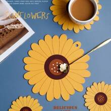 Sunflower Heat Resistant Placemat,Silicone Anti-Hot Bowl Pad Mat,Coaster For Home Kitchen Use