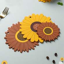 Sunflower Heat Resistant Placemat,Silicone Anti-Hot Bowl Pad Mat,Coaster For Home Kitchen Use