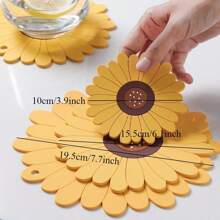 Sunflower Heat Resistant Placemat,Silicone Anti-Hot Bowl Pad Mat,Coaster For Home Kitchen Use