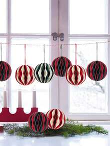 1pc Honeycomb Ball Pendant Easy Assemble New Year Christmas Tree Paper Hanging Decoration Wedding Birthday Party - Multicolor - View 6