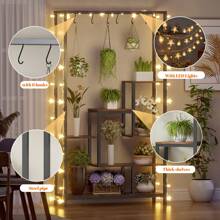 FXLTSBL Support pour plantes d'intérieur, étagère pour plantes à 5 niveaux avec 10 crochets en S, support pour plantes de 180 cm de haut, étagère à fleurs en métal pour balcon intérieur, sol, escaliers à fleurs, salon - Tabac - Voir 4