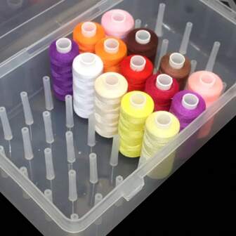 42 Spoelcapaciteit Naaigaren Opbergorganizer, Transparante Plastic Borduurgarendoos Met Handvat Draagbare Naaibenodigdheden Koffer, Geschikt Voor DIY Naaiwerk En Naaiaccessoires