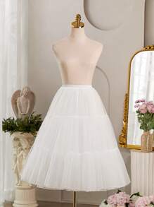 1 chiếc váy lót trắng cho nữ, dài 80cm ngắn 45cm 2 lớp 3 tầng bằng vải tuyn pha lê lót, không xương, váy lót mềm mại có thể điều chỉnh cho váy dự tiệc, váy cưới, trang phục Hanfu Halloween ngày lễ tình nhân ngày lễ tình nhân mùa thu cho nữ - nhiều màu - Xem 3