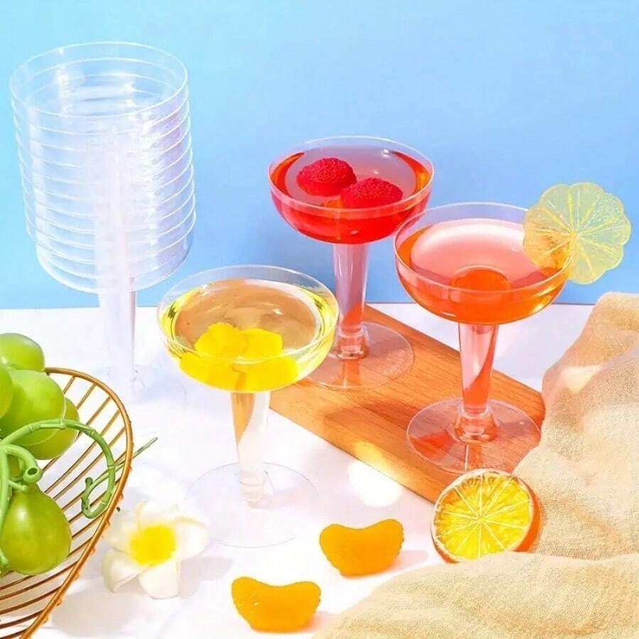 10pcs 4oz Transparent Cocktail Glasses, Stackable Plastic Wine Glasses
