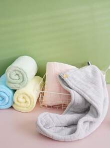 1 chiếc khăn lau tóc bằng polyester, màu trơn tối giản, mũ trùm tóc mềm mại thấm hút nhanh khô, thích hợp cho phụ nữ, lý tưởng để tẩy trang, dùng cho phòng tắm, phòng khách, sử dụng cho mọi mùa - Nhiều màu - Xem 6