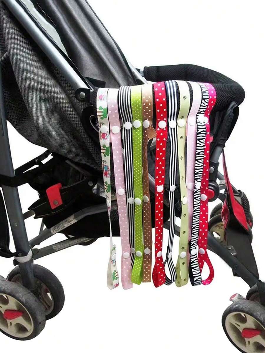 2 dây đeo chống thất lạc màu ngẫu nhiên, kẹp giữ núm vú giả cho bình sữa và xe đẩy em bé di động 60cm - Nhiều màu - Xem 1