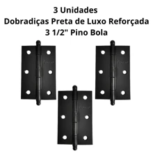 Black Colonial Reinforced Hinge 3 1/2 X 2 5/16 Ball Pin 3 Units - màu đen - Xem 2