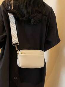 简约斜挎包、时尚 PU 单肩包、休闲手提包和手机钱包，适合女士 - 米色 - 查看 5