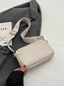 简约斜挎包、时尚 PU 单肩包、休闲手提包和手机钱包，适合女士 - 米色 - 查看 8