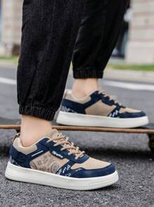 男士休闲街头滑板鞋，轻便舒适弹性步行跑步运动鞋