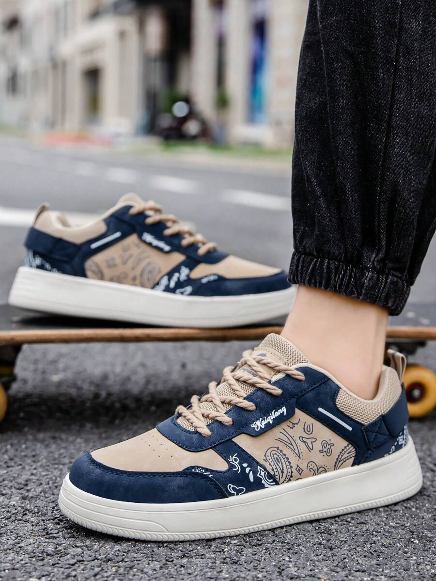 男士休闲街头滑板鞋，轻便舒适弹性步行跑步运动鞋