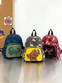 个性化可爱恐龙卡通背包，多功能时尚休闲旅行包，多用途帆布收纳袋 - 綠色 - 查看 1