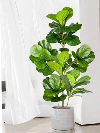 70-135cm Large Fake Ficus Tree Artificial Rubber Plants Branch Plastic Fiddle Leaves Tall Fig Tree For Home Garden Indoor Outdoor Decor Without 1pc