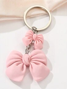 1pc Creative Fashionable Pink Bowknot Keychain With Minimalist Polyresin Pendant, Suitable For Valentine'S Day, Girlfriend'S Gift And Friend'S Birthday Gift Valentines Car Accessories Bag Charm School Cute Goth Y2k - Pink - View 5