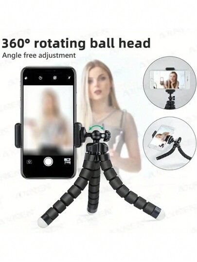 E-Clamp Sponge Mobile Phone Stand, Non-Slip Flexible Tripod, Multi-Function Foldable Stand, Mobile Phone Stand Camera Stand