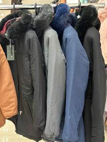 Women's Winter Fashion Wool Parka Coat - Màu xanh lam - Xem 1