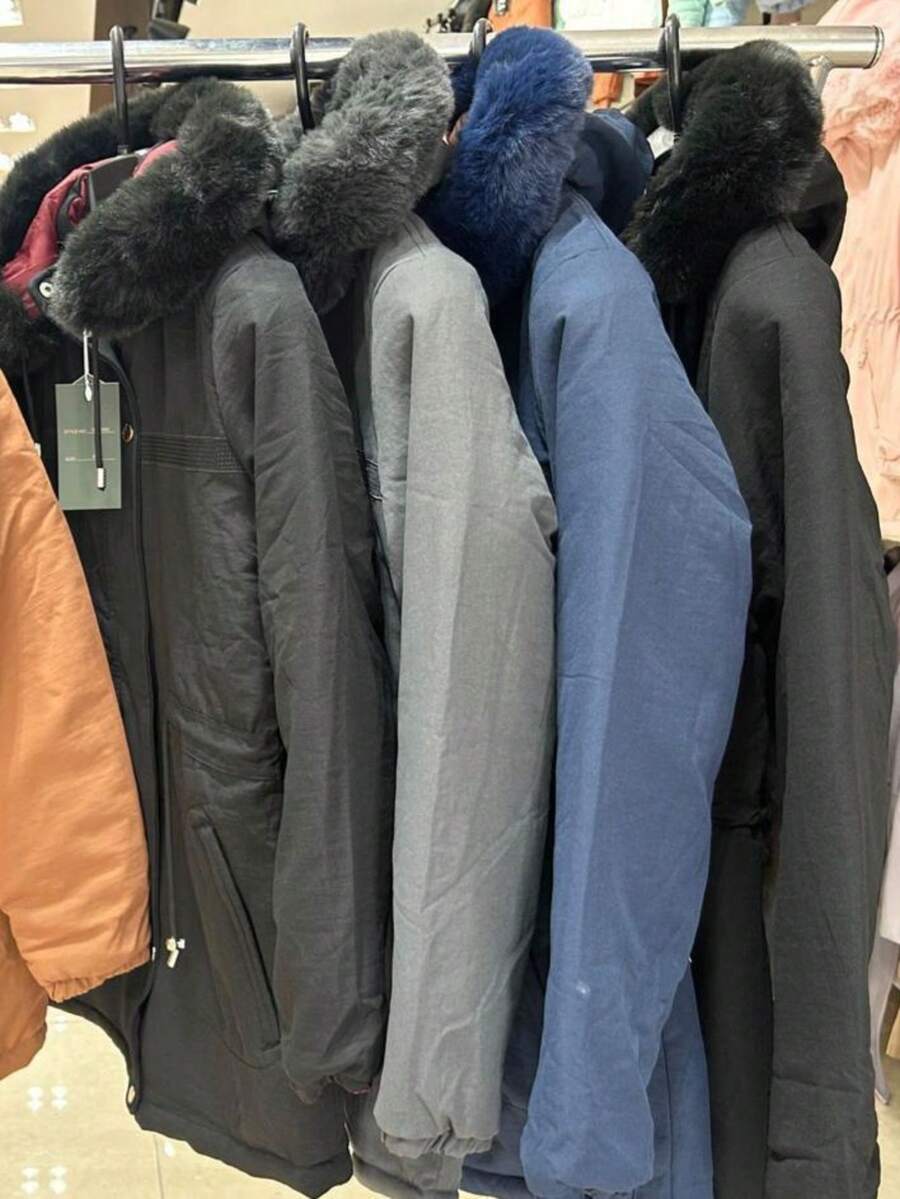 Women's Winter Fashion Wool Parka Coat - Màu xanh lam - Xem 1