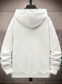 2pcs/Set Boys & Teens Casual Sports Contrast Color KING Print Hoodie Sweatshirt And Contrast Color Pants Set, Spring/Autumn - White - View 2