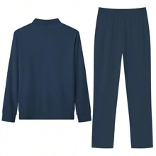 New Spring And Autumn Men's Outdoor Casual Jacket Zipper Shirt Jacquard Overcoat Trousers Suit