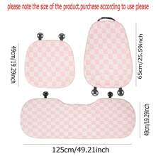 1 件柔软毛绒汽车座椅垫套，粉色格子设计，舒适防滑，也适用于椅子 - 米色 - 查看 10