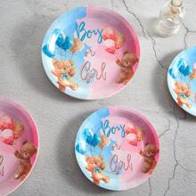 Gender Reveal Party Disposable Dinnerware Set, 7/9 Inch Gender Bear Party Plates & Napkins, Gender Reveal Party One-Time Paper Plates, Party Decorations Suitable For Gender Reveal Party,Christmas