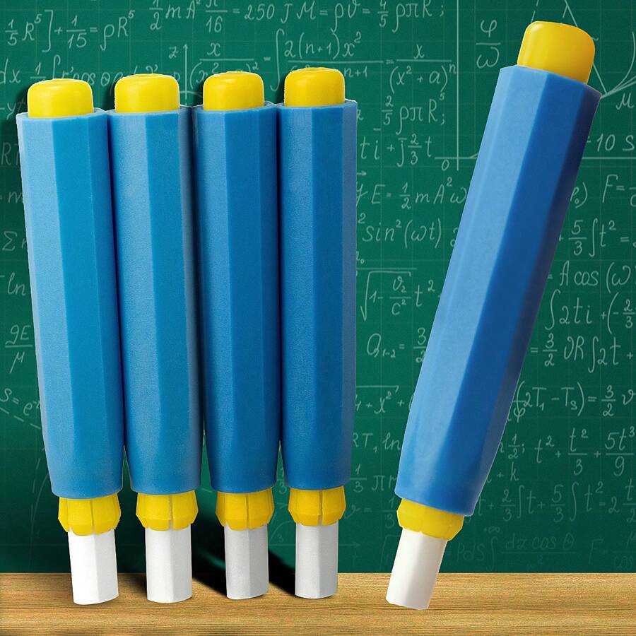 4支蓝色彩色粉笔专用按压式笔筒，老师专用粉笔不脏手 - 彩色 - 查看 1