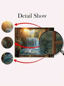 1 幅带框帆布墙面艺术海报，透过阳光照射的窗户欣赏瀑布，实木框架更添魅力，非常适合营造放松自然的空间，可直接悬挂 - 彩色 - 查看 7