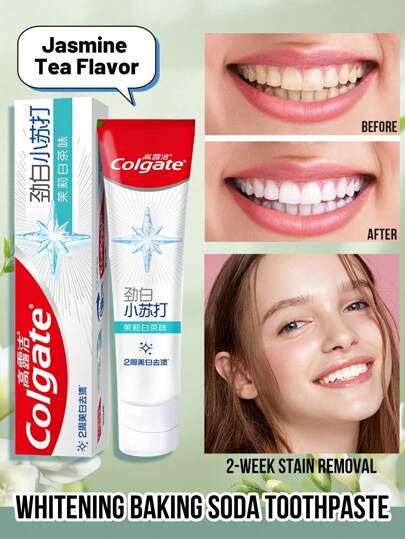 colgate Whitening Baking Soda Tandkräm Jasmin smak, blekande, skonsam och icke-nötande, rikt skum, andedräktande, hög renhet (120g/4,23 oz)