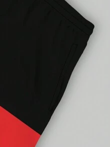 Men's 3D Summer Black And Red Panel Drawstring Beach Shorts - Multicolor - View 5