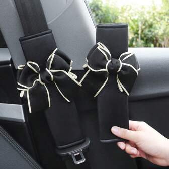 2pcs Car Seat Belt Cover Polyester Universal Soft Comfortable Shoulder Protection Slip-Resistant Durable