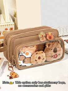 1pc Upgrade Large Capacity Portable Clamshell Detachable Transparent Pen Bag, Can Be Used To Store A Series Of Desktop Student Stationery Bag Such As Ruler Pen Erasers, Multi-Functional Dormitory Cosmetics Storage Bag, Campus Series Classroom Student Office Stationery Pencil Box, No Accessories Gifts Back To School,Pencil Case,Pencil Pouch,School Bag
