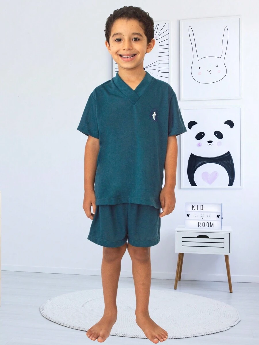 Boys' Pajamas, Children's T-Shirt, Half-Sleeve Shorts, Summer - 綠色 - 查看 1