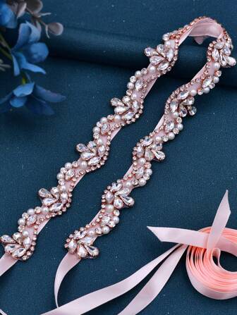 1pc Bridal Rhinestone Embellished Waist Belt, Women's Dress Accessory For Wedding, Party, Evening Gown, Australia Wedding Season Valentine's Day Accessories