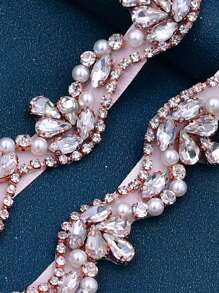 1件新娘水钻装饰腰带，女士礼服配饰，适用于婚礼、派对、晚礼服，澳大利亚婚礼季情人节配饰