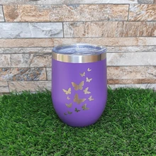 CUSTOMIZED LASER-ENGRAVED Thermal Cup WITH ART: BUTTERFLIES, CUIA MODEL, 350ml, Stainless Steel, Double Wall, Cold Or Hot Drink, Immediate Shipping, Gift Ideas, CHILDREN'S DAY - 中紫紅色 - 查看 2