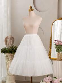 1 chiếc váy lót trắng cho nữ, dài 80cm ngắn 45cm 2 lớp 3 tầng bằng vải tuyn pha lê lót, không xương, váy lót mềm mại có thể điều chỉnh cho váy dự tiệc, váy cưới, trang phục Hanfu Halloween ngày lễ tình nhân ngày lễ tình nhân mùa thu cho nữ - nhiều màu - Xem 5