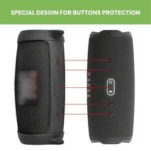 适用于Charge 5便携式无线蓝牙音箱的硅胶保护套，旅行保护软橡胶便携包，带肩带和登山扣（仅含保护套），充电器保护套，办公必备数码包，数据线相机包，电子数据线整理收纳包，移动电源保护套，钱包式旅行相机包，男女通用圣诞礼物，教师必备用品，防水轻便大容量便携配件 - 黑色 - 查看 3