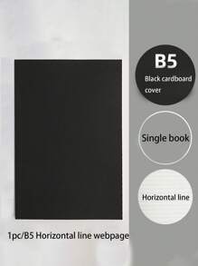 1pc Premium Black Cardstock Notebook - 256 Pages, Blank Square Sketchbook, For Office & Students Back To School - Multicolor - View 9