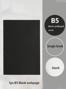 1pc Premium Black Cardstock Notebook - 256 Pages, Blank Square Sketchbook, For Office & Students Back To School - Multicolor - View 10